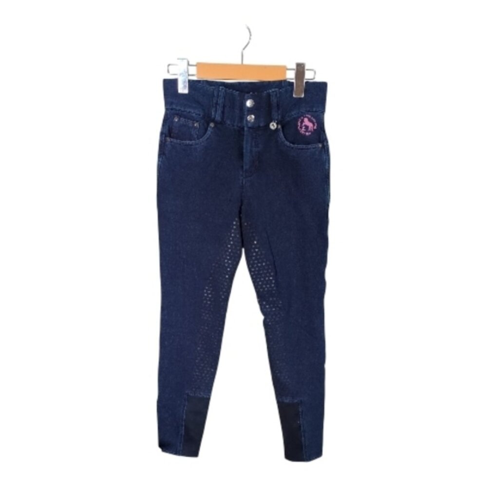 Horze Kacy Kids Denim Look Winter Full Seat Breeches Pants‎ Jeggings Size XL
